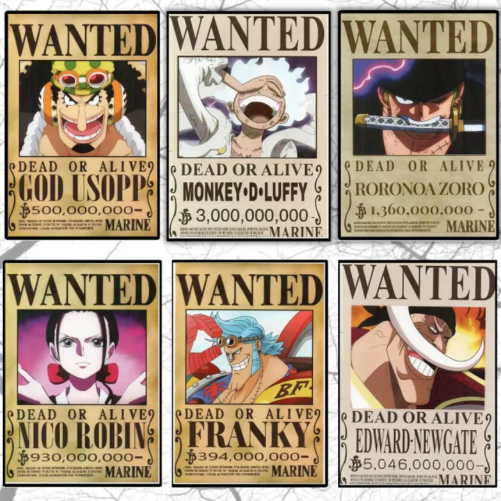 New%20Updated%20wanted%20One%20Piece%20Anime%20Bounty%20Poster%206pc%20Set,%20Anime%20Poster%20-%20Image%202