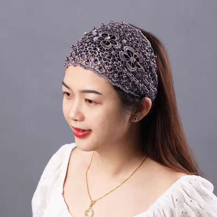Pearl%20Lace%20Embroidered%20Hairband%20Hollow%20Thin%20Wide%20Brim%20Lace%20Hair%20Headband%20For%20Women%20Breathable%20Headgear%20Accessories%20-%20Image%203