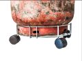 Heavy Stainless Steel LPG Cylinder Trolley with 4 Wheels for easy movement and secure handling. Durable, strong, and perfect for home use. 
