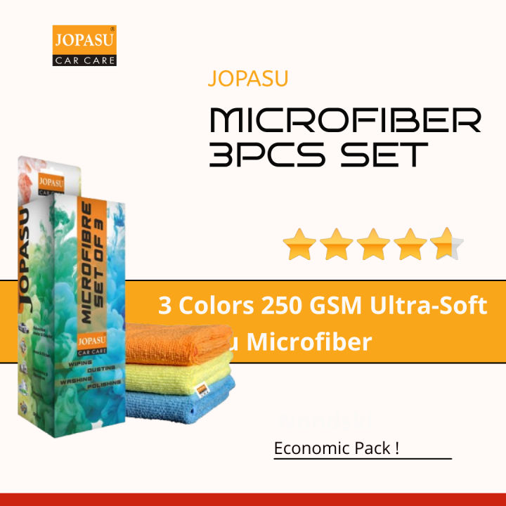 Jopasu Microfibre Set of 3 (250gsm microfiber cloth)