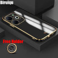 Biruiqu for Infinix Smart 8 Back Cover Luxury 6D Plating Frame Shiny Bling Phone Pounch Soft Silicone Square Phone Case. 