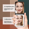 Hand Held Small Pocket Travel Makeup Mirror 2X Magnifying with Lights Compact Mini Vanity Folding Cosmetic Mirror. 