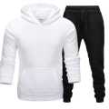 Men's Combo White Hoodie And Black Joggers Set. 