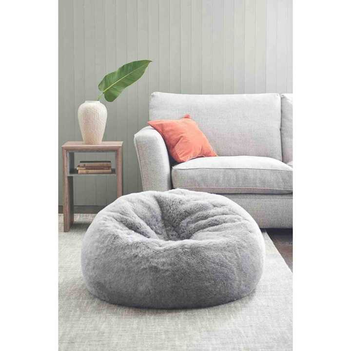 Unique Fur Bean Bag Luxury Sofa jumbo size (filled with Beans) (Grey)