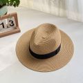 Wenefang 1pc Summer Women's Fashion Straw Hat Panama Style New style Sun Hat, Beach Vacation Travel Beach Hat. 
