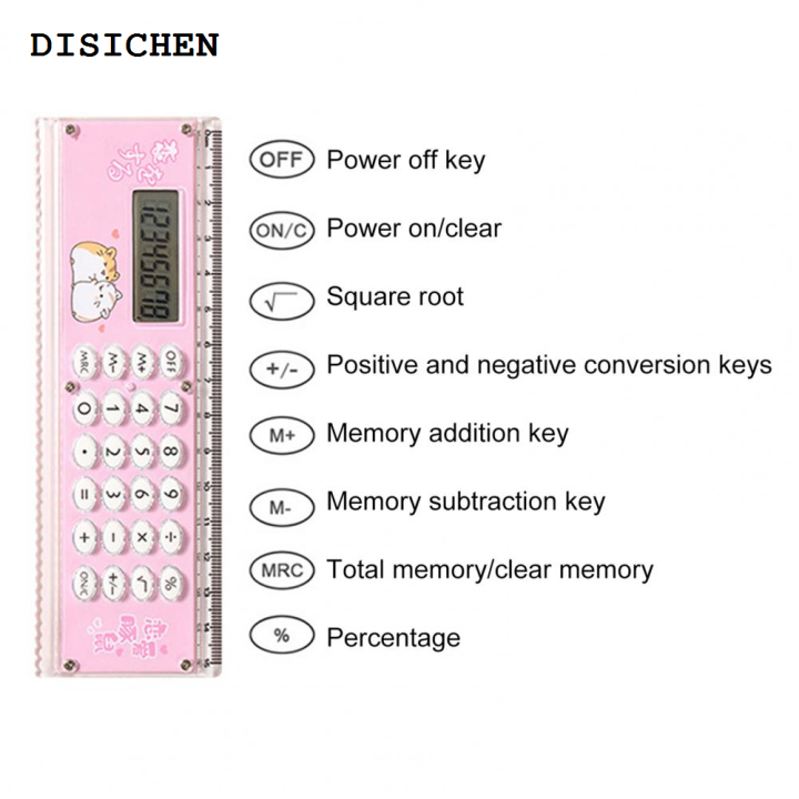 DISICHEN Luxury Ruler Calculator 8 Digits Professional Clear Screen ...