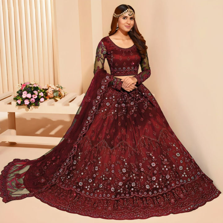 Lehenga%20Choli%20For%20Women%20All-Season%20Net%20Fabric%20Stitched%20Embroidered%20Traditional%20Style%20Multiple%20Colors%20-%20Image%204