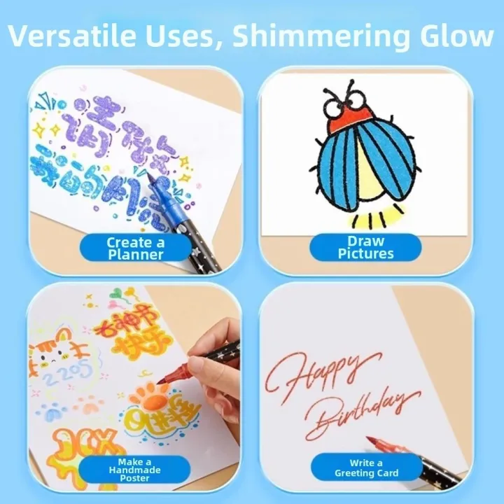 New%2024/48/72/96%20Colors%20Double-Ended%20Glitter%20Pens%20Colorful%20Quickly%20Dry%20Acrylic%20Marker%20Pen%20Soft%20Tip%20Glue-Like%20Ink%20Fluorescent%20Pen%20Drawing%20Painting%20-%20Image%208