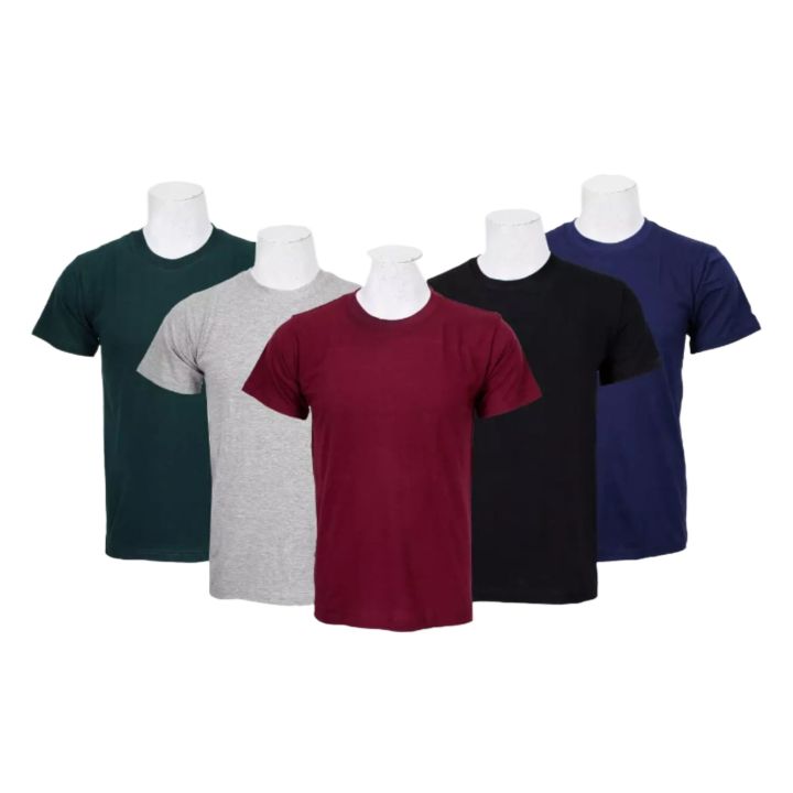 Binay Embroidery Cotton Five Pcs Combo Plain T-Shirt For Men - Fashion | T-Shirts For Men | Men's Upper Wear | T-Shirts |