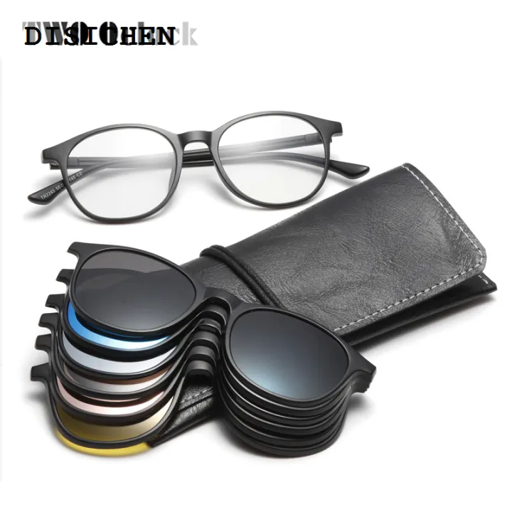 DISICHEN%202025%20New%20TWO%20Oclock%20Magnet%20Sunglass%20Women%20Men%20Polarized%20Lens%20Optical%20Spectacle%20Frame%20Clip%20On%20Glasses%20Men%20Round%20TR90%203D%20Night%20Vision%20A2245%20-%20Image%202