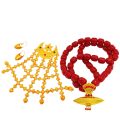 Cultural Tayo Necklace With Hair Clip Nyapu Sikha And Earring Makasi Set For Newari Girls And Women uthentic Newari Gold Plated Traditional Jewelry Set for Girls & Women | Tayo Muga Necklace Makasi Earrings Nyapu Shikha Hair Clip  Newari Traditional Jewel. 