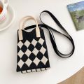 New mobile phone bag knitted bag candy color large capacity tote bag student diagonal bag wool bag spot wholesale. 