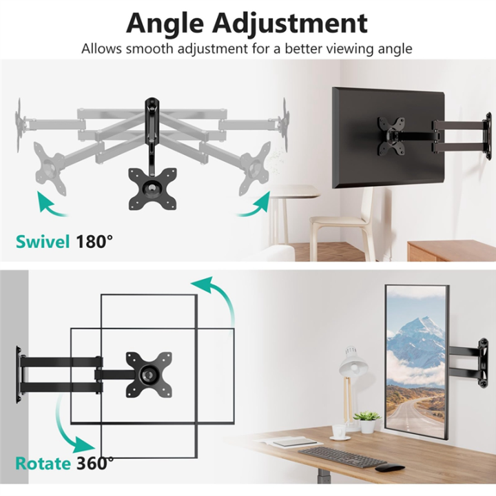 TV%20Wall%20Mount%20Articulating%20LCD%20Monitor%20Full%20Motion%2015%20Inch%20Extension%20Arm%20Tilt%20Swivel%20for%20Most%2013%20to%2032%20Inch%20LED%20TV%20Easy%20to%20Use%20-%20Image%208
