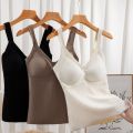 Soft V-neck Sleeveless Warm Underwear Seamless Bottoming Shirt Warm Slimming Vest Top Stripe Winter Thermal Vest Autumn Winter. 