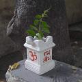 15 cm * 15 cm * 15 cm Ceramic Handcrafted Hand Painted Tulsi  Pot/Vase/Plant Container for Home, Garden, Office Decor (White) | Vastu Tulsi Math. 