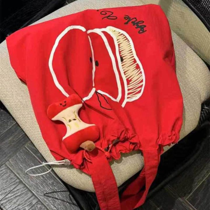 Sweet%20Drawstring%20Shopping%20Handbag%20Large%20Capacity%20Letter%20Printed%20Beach%20Bag%20Lightweight%20Canvas%20Shoulder%20Bag%20Daily%20-%20Image%203