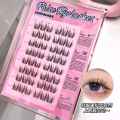 Gege Bear Glue-Free False Eyelashes – Transparent Band Thick Natural Individual Cluster Lashes, Reusable Self-Adhesive Eyelash Clusters, 10-14mm, 48 Clusters Lash Tray Organizer. 