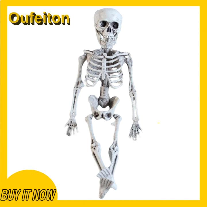 Oufeiton Spooky Human Bone Decor Spooky Halloween Skeleton Decoration with Posable Joints for Haunted House Realistic Plastic for Indoor/outdoor