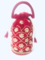 Behuli Thaili, Nepali Style Women Surke Thaili, Golden Shine Pote Floral Embroidered Moti Studded Thaili For Women. 