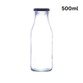 Glass Bottle 500ml for Milk, Water and Juice with Air Tight Cap Kitchen Storage- 1pc. 