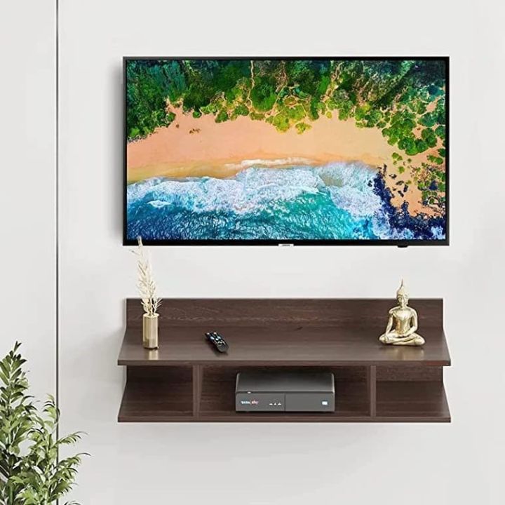 Wooden TV Cabinet Wall Shelf, Set Top Box TV Stand for Living Room