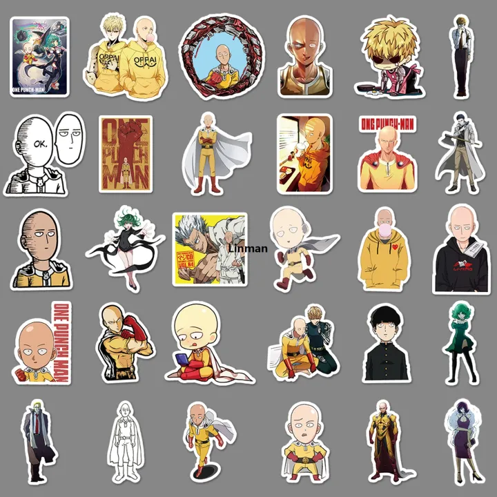 Punch Man Sticker Linman 57PCS Cool One Punch Man Sticker Anime Waterproof Decoration ...