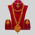 Gold Plated Rani Haar With Necklace,Earrings & Sirbindi Nepali Bridal Jewelry Rani Haar Combo Set Full Bridal Set Rani Haar For Bride Artificial Rani Haar Behuli Design Rani Haar Set Bridal Full Set Gold Polishedd Rai Haar Gold Design Ranihar For Marriage. 