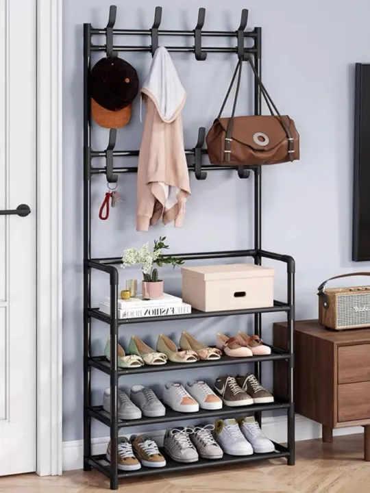 Multifunctional%20Shoe%20Rack%20Organizer%20Coat%20&%20Hat%20Rack%204%20-Tier%20And%208%20Hooks-White%20-%20Image%204