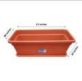 Bagmati Orange Rectangle Flower Pot / Gamala With Plate - Large. 