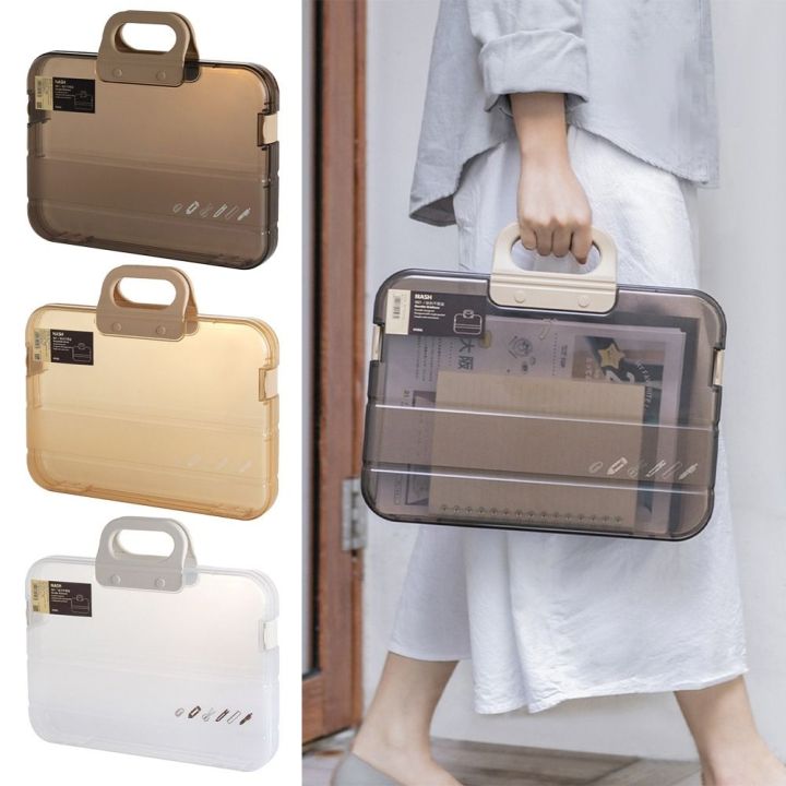 Portable Plastic A4 File Folder Transparent File Box Document Organizer ...