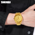 SKMEI 9262 Men’s Classic Stainless Steel Luminous Date Display Quartz Watch – Golden. 