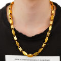 Necklace pattern Great Wall design fashion European and American Qingwen 24K999 men's pure carved booth supply. 