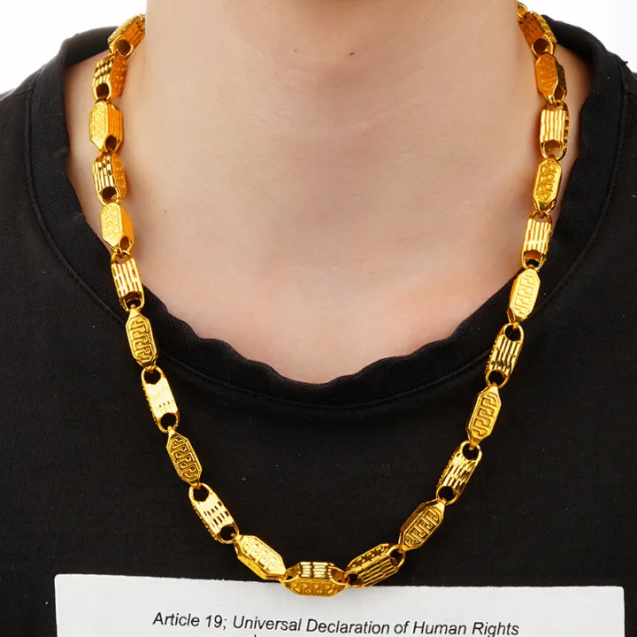 Necklace%20pattern%20Great%20Wall%20design%20fashion%20European%20and%20American%20Qingwen%2024K999%20men's%20pure%20carved%20booth%20supply%20-%20Image%202