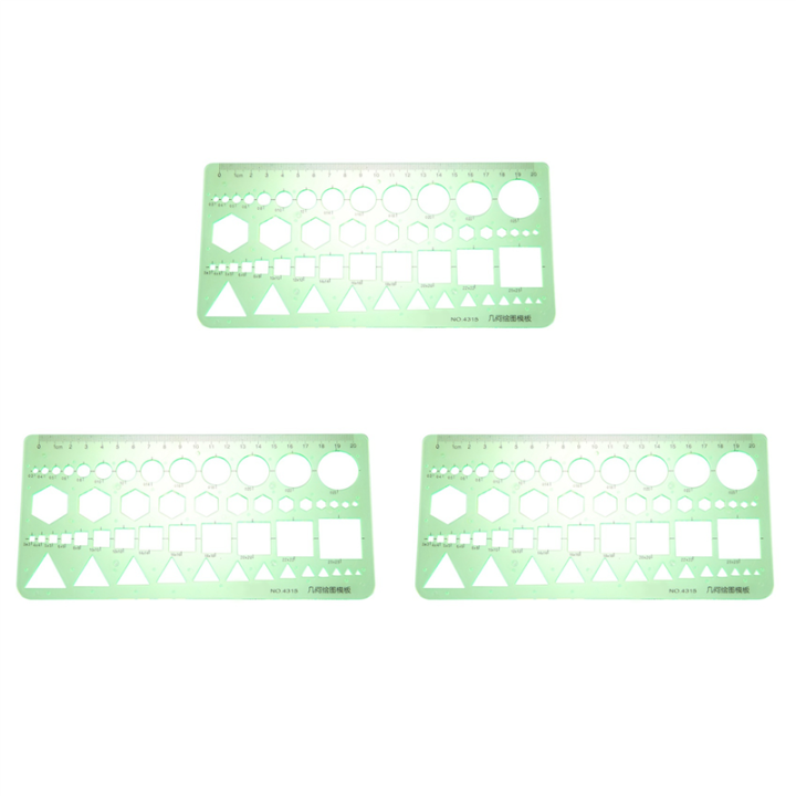 (GGBR) 3X Green Plastic Circles Squares Hexagons Geometric Template ...