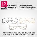 Blue Ray Cut Prescription Power Glasses Finished Unisex Retro Silver Square Frame Prescription Spectacles. 