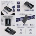 Green Turbo-20 | 20000mAh Fast Powerbank | 22.5W | PD Fast Charging | Attached Wire | Digital Display | Six Months Warranty | QC 3.0 | Two Way Fast Charging | Triple Ports Output | Double Ports Input | Portable Powerbank | Black& White Colors. 