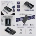 Green Turbo-20 Powerbank 20000mAh | 22.5W PD Fast Charging | Multiple Ports | Digital Display | Six Months Warranty | Dual USB Ports | Triple USB Output | Black & White. 