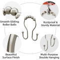 FORIDE 12 Pcs Shower Curtain Hooks, Shower Curtain Rings Rust Proof Balanced Glide Double Shower Curtain Hooks Silver. 