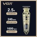 VGR Premium Metal Housing Hair Clipper LED Display, powder metallurgic Blade 5500-7000 RPM 4 Speed motor auto testing button USB charging 4 adjustable Taper Lever 4 Guide combs Runtime 240 min, V-901. 