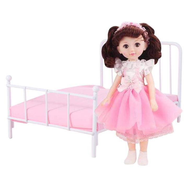 Creative%20:12%20Scale%20Dollhouse%20Bed%20Frame%20Bedroom%20Scene%20Doll%20Bed%20Furniture%20With%20Mattress%20Single%20Bed%20Mini%20Bed%20Model%20Dollhouse%20Accessories%20-%20Image%203