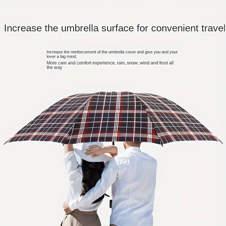 UV Protection Three Folding Check Umbrella For Unisex