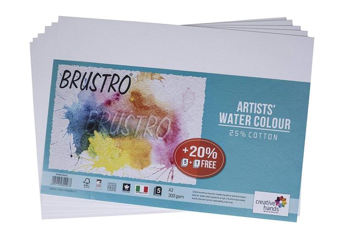 Watercolour%20Paper%20300%20GSM%20A3%20(Pack%20of%205%20+%201%20Free%20Sheet)%20-%2025%25%20cotton%20-%20Image%203