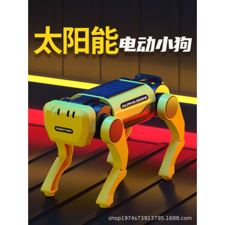 Basking in the sun can walk solar electric robot dog kids building toys ...