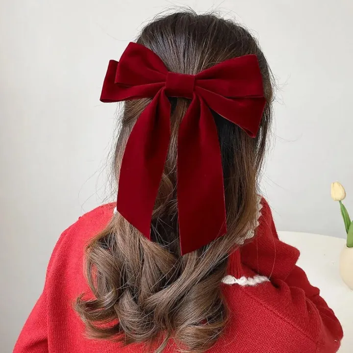 Girls%20Black%20Red%20Big%20Velvet%20Bow%20Hair%20Clip%20For%20Women%20Vintage%20Wedding%20Long%20Ribbon%20Korean%20Hair%20Pin%20Barrette%20Fashion%20Hair%20Accessories%20-%20Image%203