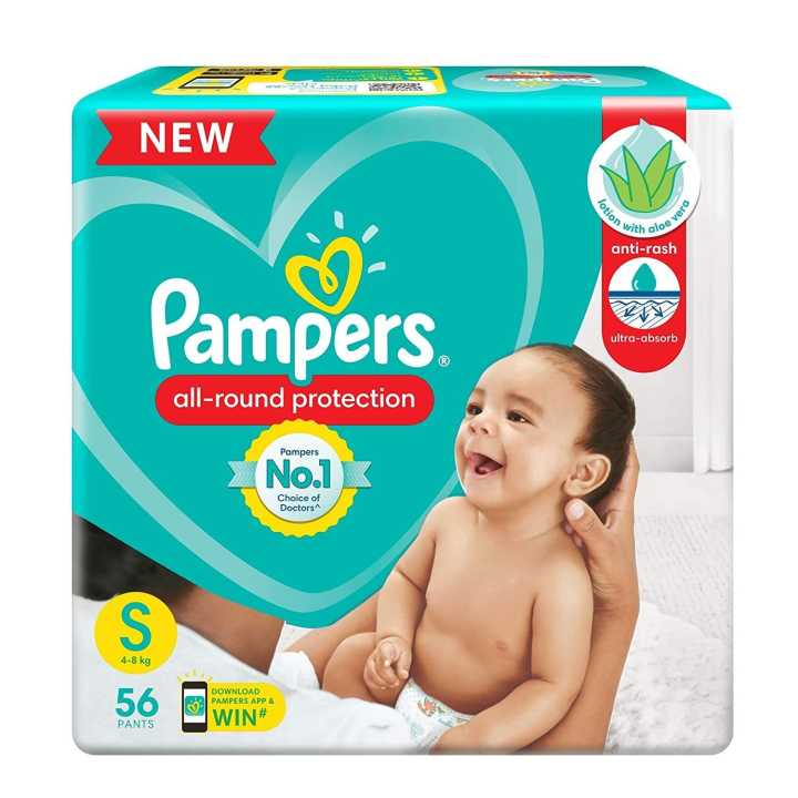 Pampers All Round Protection Pants - Small (56 Count) 4-8kg Size Disposable Diapers