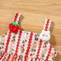 Summer New Baby Girls Dress Halter Strawberry + Bunny Embellished Polka Dot A-line Dress Sweet Princess Dress. 