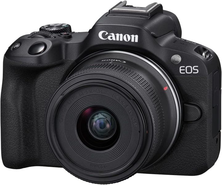 Canon%20EOS%20R50%20Mirrorless%20Vlogging%20Camera%20(Black)%20w/RF-S18-45mm%20F4.5-6.3%20is%20STM%20Lens,%2024.2%20MP,%204K%20Video,%20with%2016%20GB%20card%20and%20Bag%20-%20Image%202