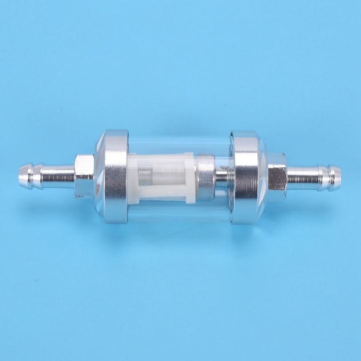 NAMUNY%202X%20Universal%20Chrome%20Glass%20Fuel%20Petrol%20crude%20oil%20engine%20Inline%20Filter%205/16%20inch%208mm%20Silver%20for%20Motorcycles%20-%20Image%205