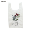 Sutuiying Large Capacity Organza Handbag Spacious Interior Mesh Embroidery Trending Accessory Embroidered Tote 2025 Design Sheer Organza Chic Bag for Women's Fashion Daily Carryall Stylish Travel Shopping Accessory. 