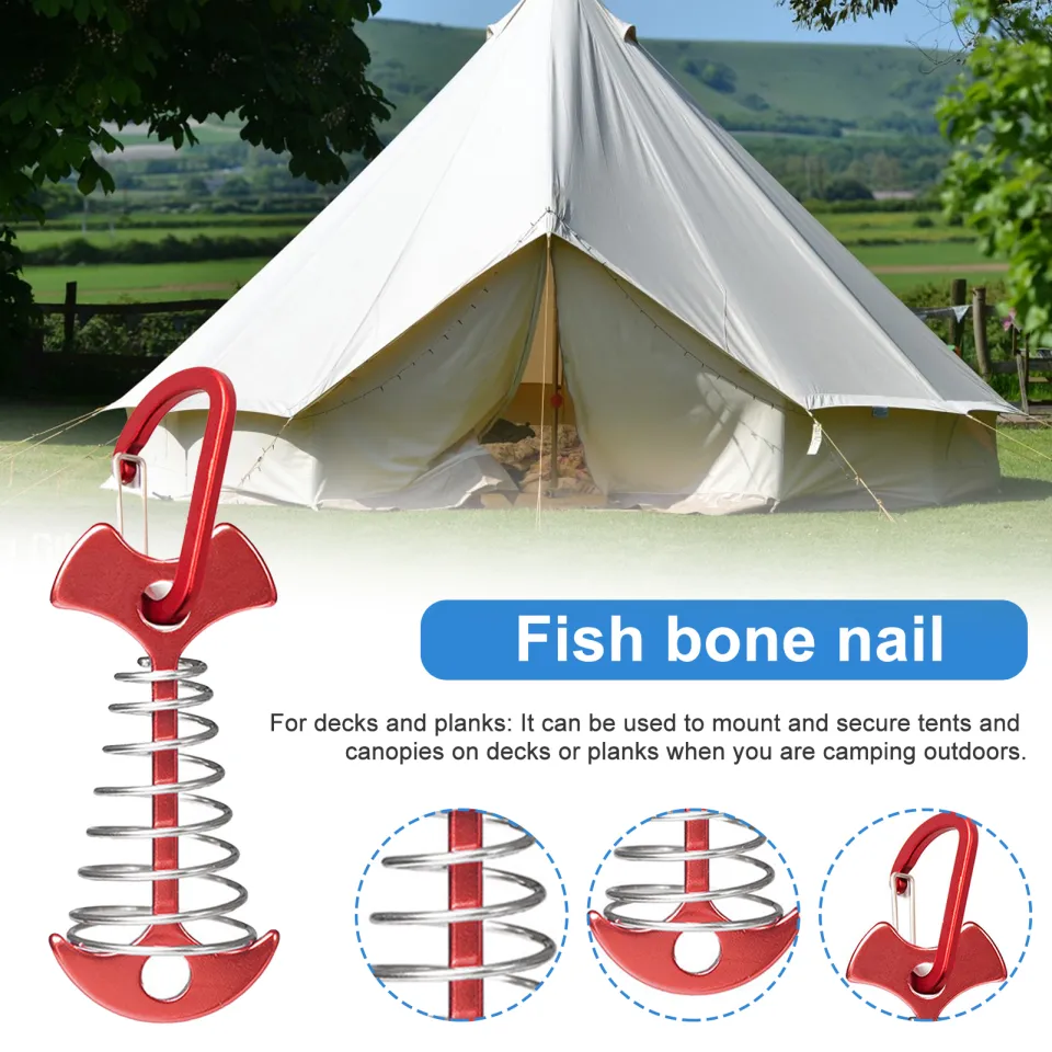 Fish Bone Nail Tent Stake Windproof Tent Rope Tensioner with